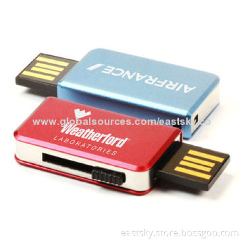 Promotional Slide Thumb Drive, Made of Metal, USB2.0 Interface, 64MB to 32GB Memory CapacityNew